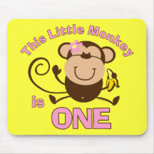 Little Monkey 1st Birthday Girl Mousepad