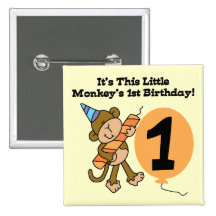 Little Monkey 1st Birthday Tshirts and Gifts Pinback Button