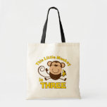 Little Monkey 3rd Birthday Boy Canvas Bag