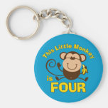 Little Monkey 4th Birthday Boy Keychains