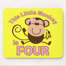 Little Monkey 4th Birthday Girl Mouse Pads