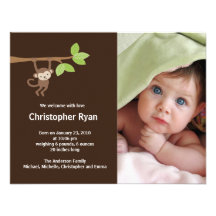 Baby  Photo Birth Announcements on Little Monkey Baby Boy Birth Photo Announcement