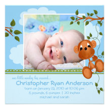 Little Monkey Baby Boy Photo Announcement