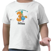 Little Monster Kids 3rd Birthday Personalised Tshirt