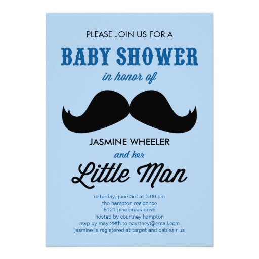 Little Mustache Baby Shower Invitations Custom Announcements