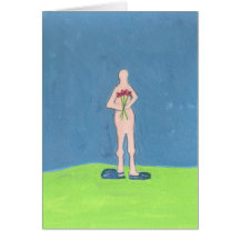 little nudist with flower notecard