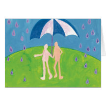 little nudists walking in the rain note card