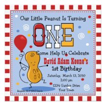 Little Peanut 1st Birthday Party Invitation