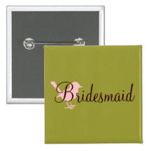 little pink bird bridesmaid button