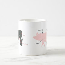 Little Pink Piggie with Tasty Labels Coffee Mugs