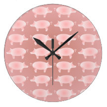 Little Pink Pigs Pattern Wall Clock