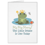 Little Prince Frog 1st Birthday Greeting Card