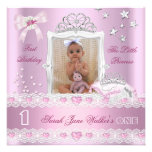 Little Princess First Birthday Party Photo Announcement