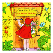 Little Red Riding Hoods Birthday Visit Custom Invitations