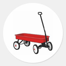 Little Red Wagon Round Sticker