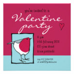 Little Robin blue Valentine Party Invitation