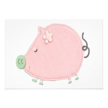 Little Round Pink Piggy Custom Invite