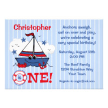 Little Sailboat 1st Birthday Announcement