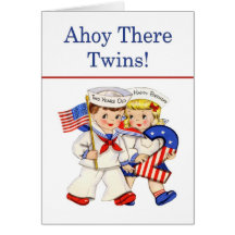 Little Sailor Twins 2 year old birthday card