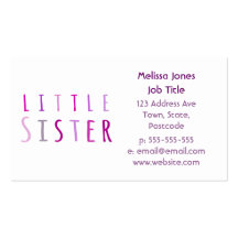 Little sister in pink business card templates