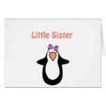 little sister penguin greeting card