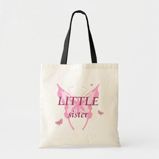 LITTLE sister pink butterfly girl's tote bag
