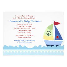 Little Skipper Sailboat 5x7 Baby Shower Invitation