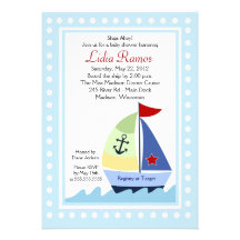 Little Skipper Sailboat 5x7 Baby Shower Invitation