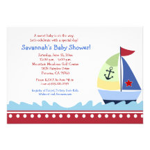 Little Skipper Sailboat 5x7 Baby Shower Invitation
