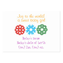 Little snowflakes mini birth announcement business card template