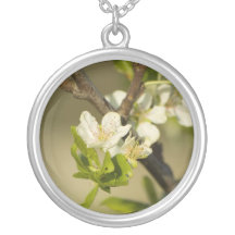 Little white flowers on a branch with some leafs custom jewelry