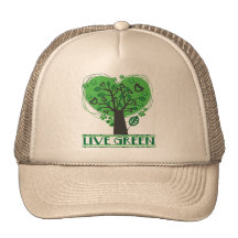 Live Green Abstract Tree Mesh Hats