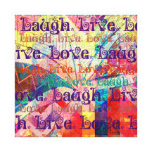 Live Laugh Love Abstract Textured Plaid Pattern Canvas Prints