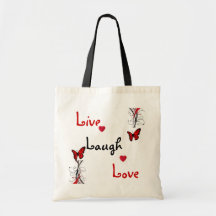 Live Laugh Love Butterfly Swirls Tote Bag