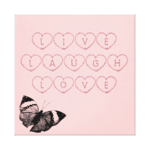 Live Laugh Love Hearts Stretched Canvas Prints