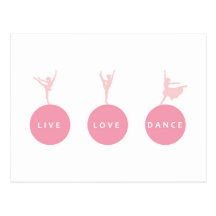 Live Love Dance Ballerinas - Pink - Postcards