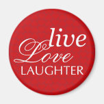 Live love laughter red heart valentine party favou fridge magnets