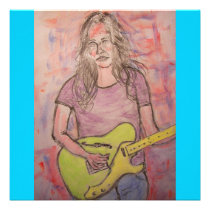 Live Music Girl Sketch invitations