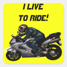 Live To Ride Motorbiker Square Stickers