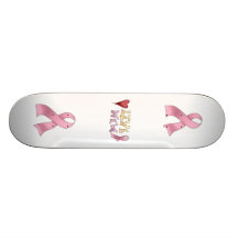 "Live Well" Pink Ribbon Skateboard