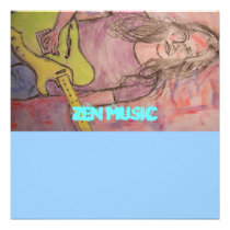 Live Zen Music Girl Sketch invitations