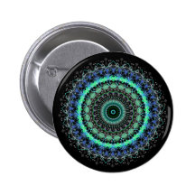 Living Green Mandala kaleidoscope button pin