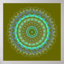 Living Green Mandala kaleidoscope poster print 3