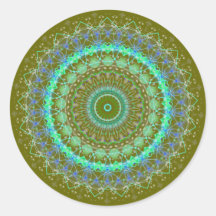 Living Green Mandala kaleidoscope stickers