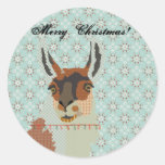 Llama Christmas Round Sticker