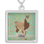 Llama Damask Mum  Necklace