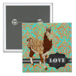 Llama Love Damask  Button buttons
