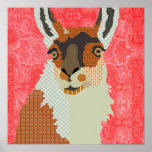 Llama Red Art Canvas Posters
