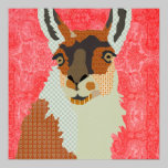 Llama Red Art Canvas posters