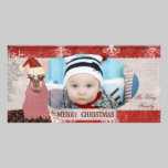 Llama Red & Silver Christmas Photo Card photo cards